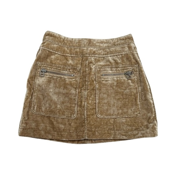 FREE PEOPLE Dust To Dust Velvet Mini Skirt Tan Lined Crushed Velvet Women's 0 - Picture 4 of 9